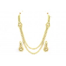 Jadau Fashion Indian Wedding Necklace Set Gold Plated Uncut Zircon Stones - 7